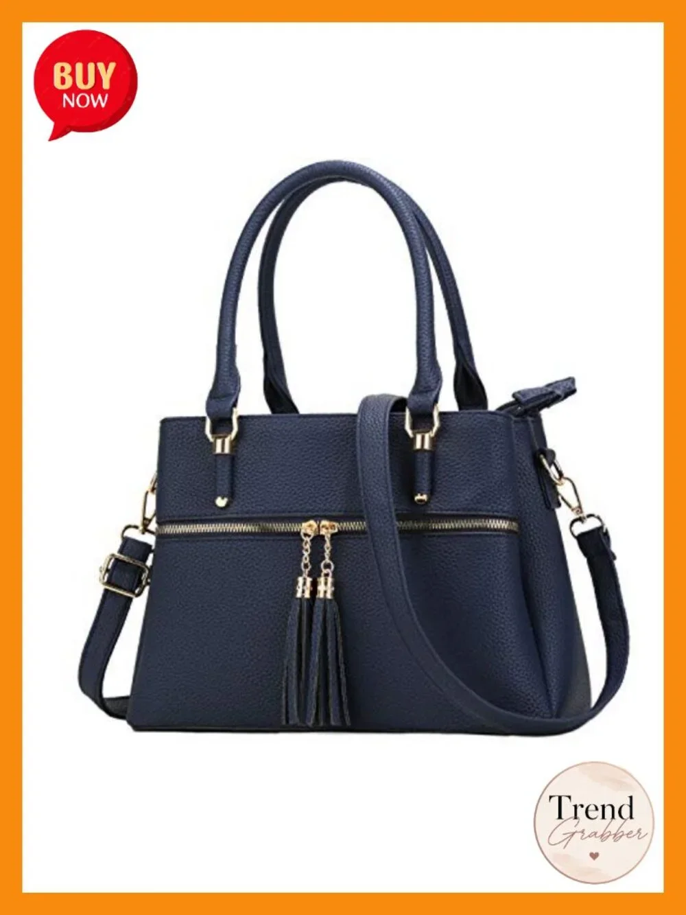 PU Leather Top Handle Satchel Bag with Removable Strap, 3 Compartments,